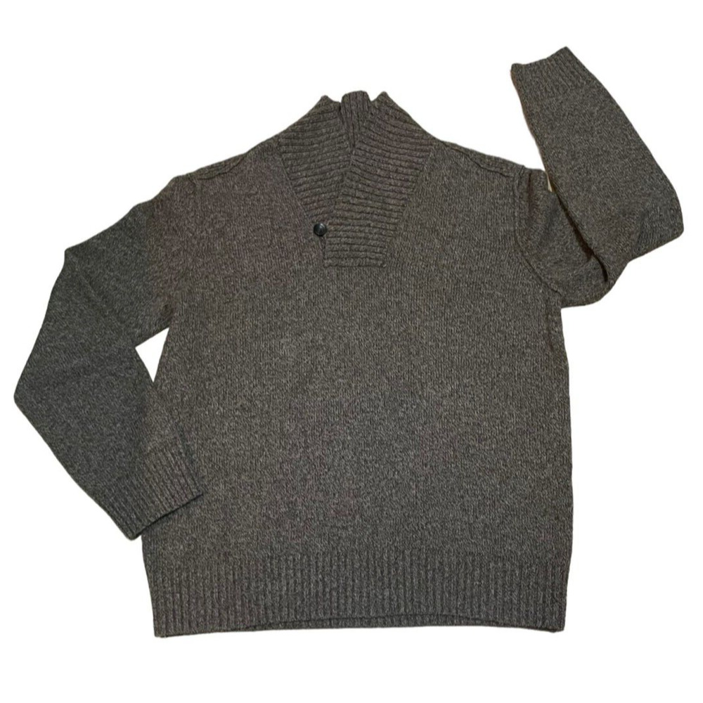 Banana Republic Mens Lg Brown Lambswool Blend Sweater Grandpacore Shawl Collar